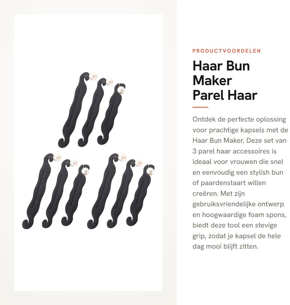 Dailygoods - Haar Bun Maker - Parel Haar Accessoires - Eenvoudig in gebruik - Foam Spons - Kapsel Styling - Perfect voor Vrouwen - 3 Stuks