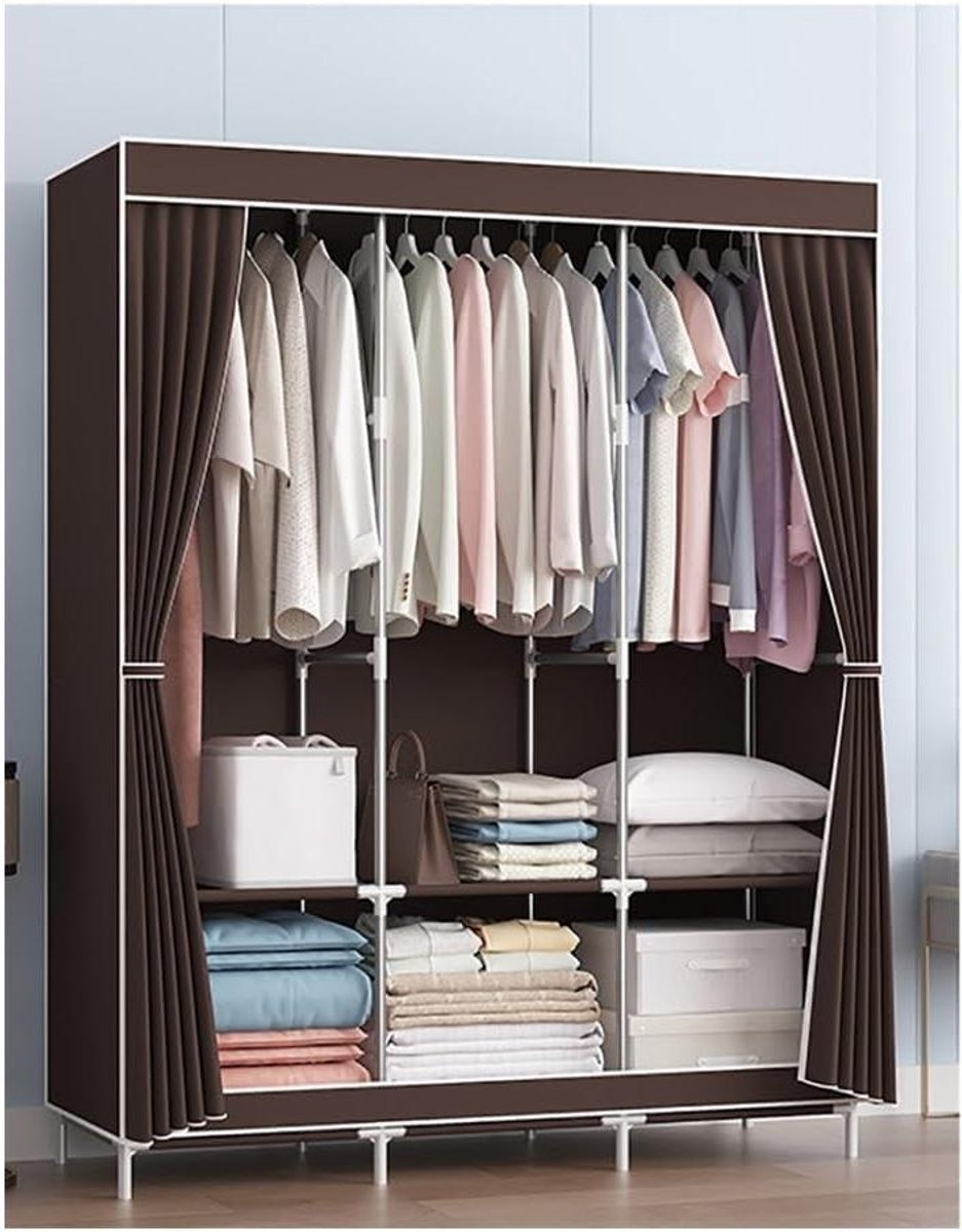 Opvouwbare Kledingkast - Stoffen Kast - Kleding Opbergen - Versterkt Metalen Frame - 128 x