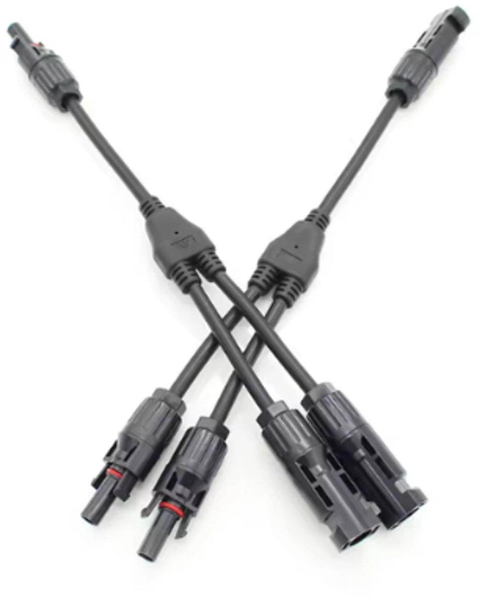 Y-Kabel splitter voor zonnepaneel camper/caravan - zwart - set (male + female)