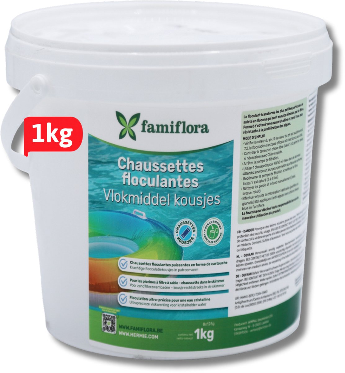 Famiflora Floc-Cart vlokmiddel kousjes 1L - 8x (5x25gr) - Vlokt de kleinste vuildeeltjes zodat je water snel helder wordt en filter optimaal werkt