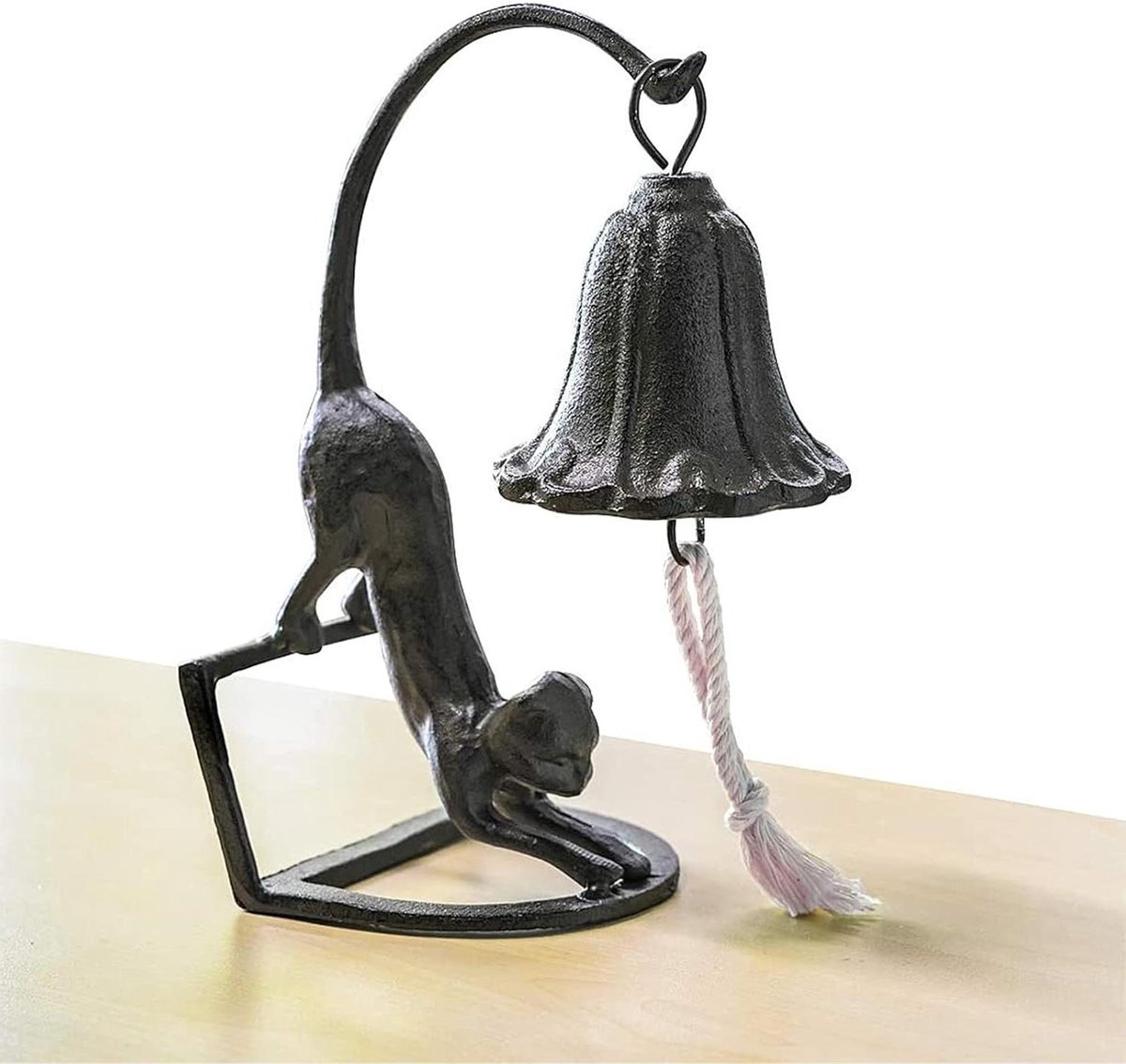 Gietijzeren Kattenbel - Bureaudecoratie Bel - Service Oproepen - Licht Gastvrij Geluid - 19 cm Hoog - Zwart