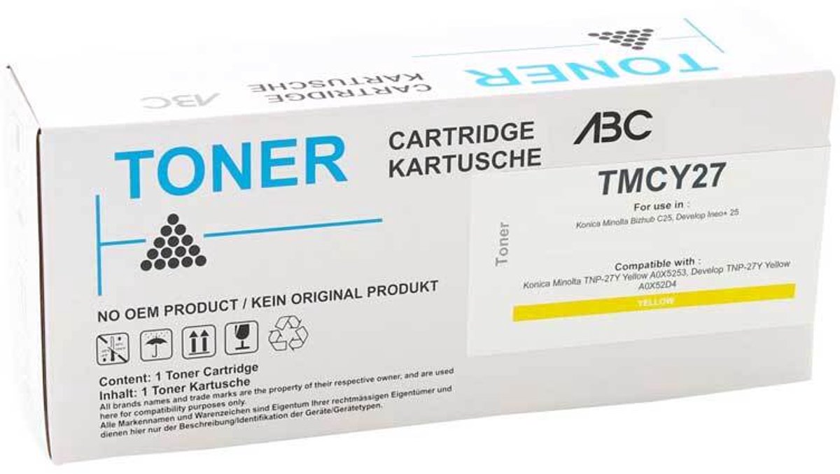 ABC huismerk toner geschikt voor Konica Minolta TNP-27Y geel voor Konica Minolta Bizhub C25
