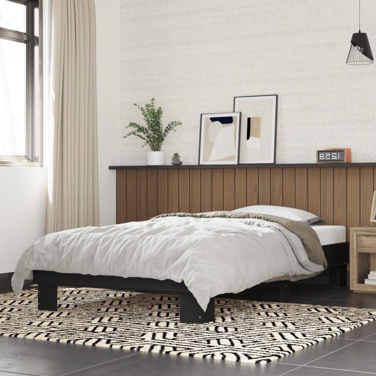 Bedframe zonder matras - Eenpersoons bed - Betere nachtrust - Stevige poten - 90x190 cm - Zwart