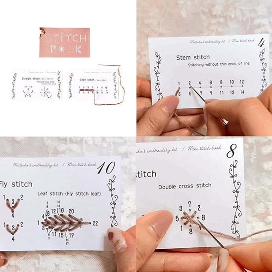 Borduurbok Set - Naaiboekje Borduren - Creatief Naaien - Eenvoudige Patronen - 15.2 x 8 cm - Niet gespecificeerd — afbeelding 2