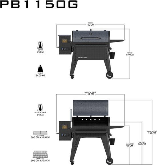 Pit Boss Navigator 1150 - Pellet BBQ en rookoven - Pellet Grill - Barbecue van Merkloos — afbeelding 4