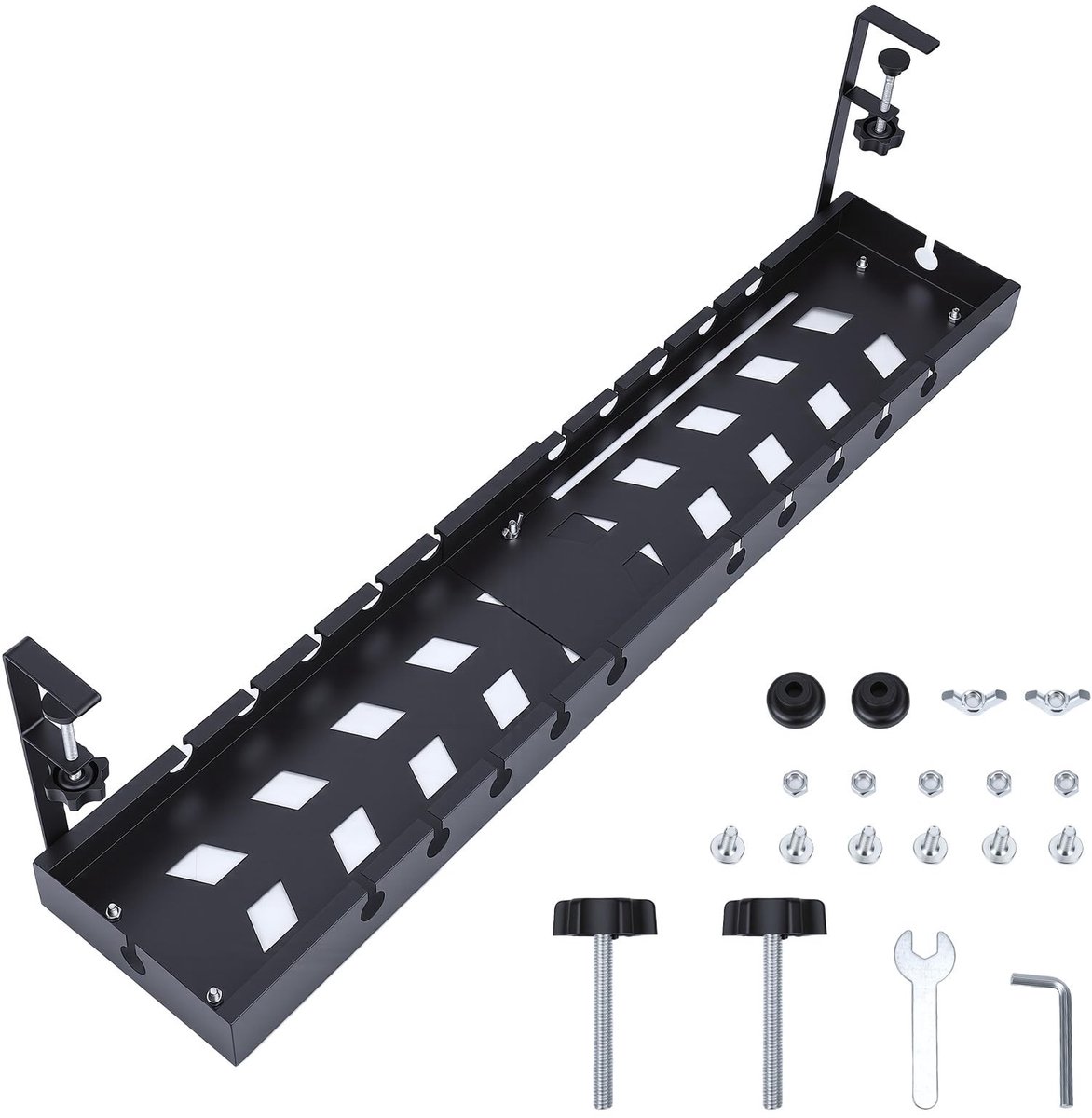 Dailygoods- Kabelmanagement-plank Uittrekbaar 40-74 cm - Kabelmanagement Onder Bureau - Geen Boren Nodig - Metalen Plank - Kabelgoot Beugel - Ruimtebesparend