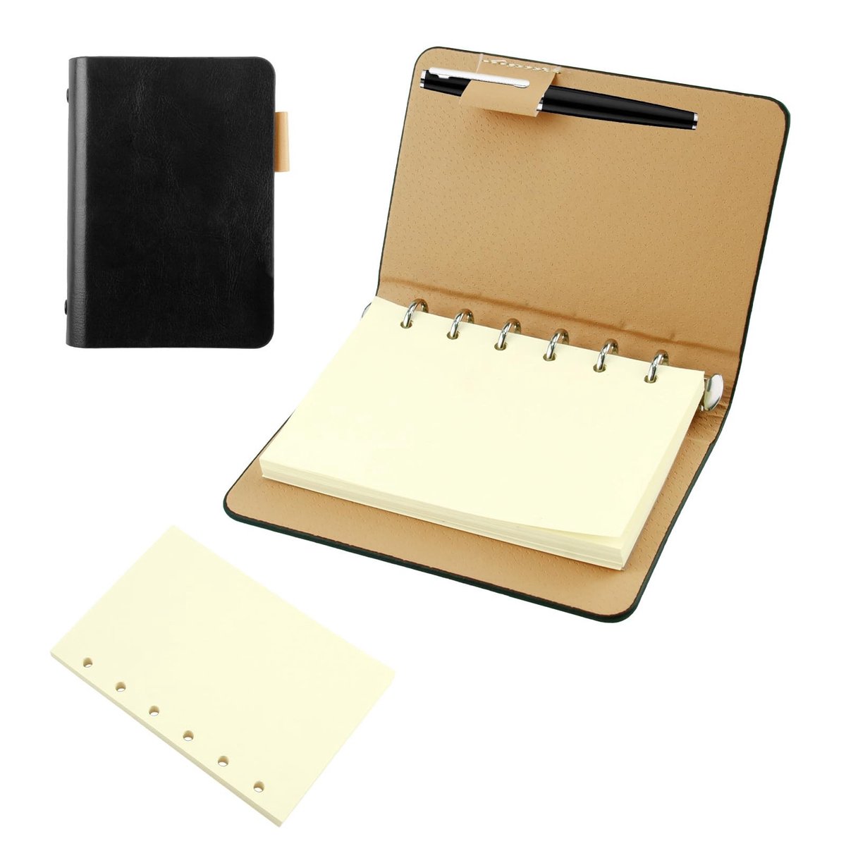 Dailygoods - A7 Leren Notitieboek - Navulbaar Mini-Dagboek voor Creatieve Notities