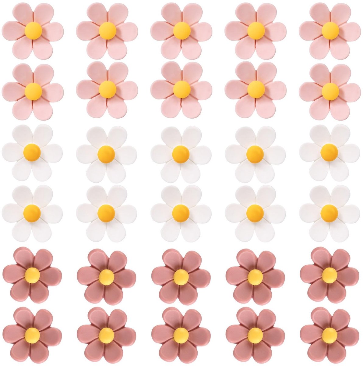 Dailygoods- Bloemenpunaises 30 Stuks - Decoratieve Pushpins - Kurkbord Punaises - Hars/Metaal - Mini 2x1,9x1,8cm - Kleur: Wit/Roze/Donkeroze
