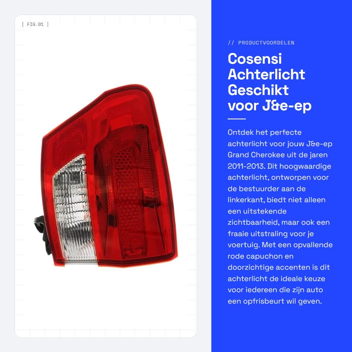 Dailygoods- Achterlicht Geschikt voor J&e-ep Grand Cherokee 2011-2013 - Achterlicht Links/Rechts - Waterdicht - Schokbestendig - Hoogwaardig Materiaal - Lange Levensduur - Achterlichtlamp