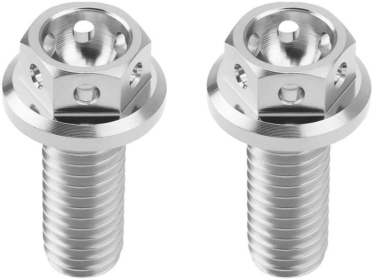 Dailygoods- Flensbout M6x15mm - 2x Titanium - Zeskant - Schroefdraad 15mm - Moer diameter 11,3mm - Schokbestendig ontwerp - Schroef