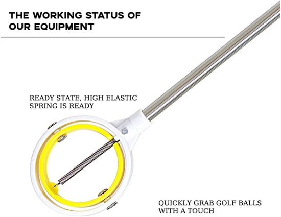 Golfbalvanger - Uitrekbare golf raper - Golf sport accessoire - Waterbal vangstang - uitschuifbaar 205cm, automatische greep, geen bukken nodig - Roestvrij staal - 40×7×7 cm, 7 cm kop - Geschikt voor golfbanen - Geel — afbeelding 5