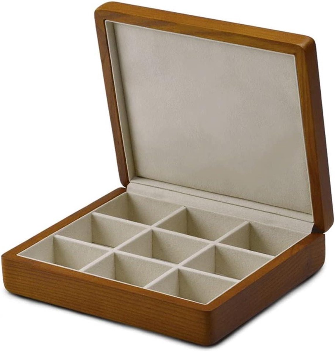 Sieradenkistje Hout - Ringhouder Organizer - Sieraden Opbergen - Massief Hout Luxe - 16 x 18 x 4 cm - Houtkleur