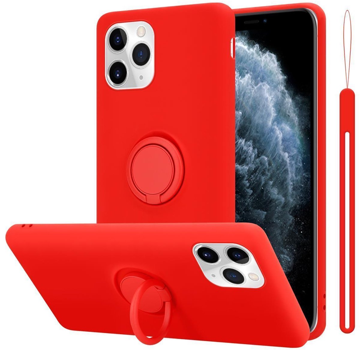Cadorabo Hoesje geschikt voor Apple iPhone 11 PRO MAX in LIQUID ROOD - Beschermhoes van flexibel TPU silicone Case Cover met ring