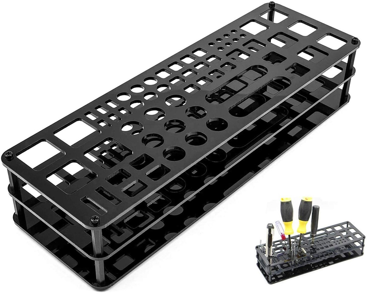 Dailygoods- Schroevendraaier-organisator 63 gaten - Opbergrek - Multifunctionele Gereedschapstandaard - Acryl - Werkplaats - 30 x 10 cm - Gereedschapsrek