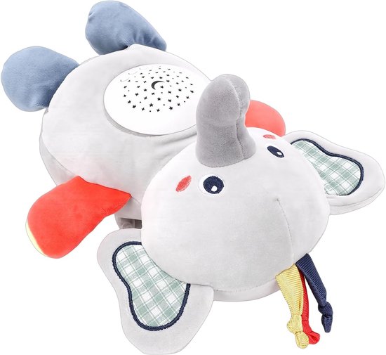 Olifant Fopspeelgoed - Muziekpop Baby - Slaap Hulp - Zachte LED Verlichting - 23x18x27cm - Grijs van Olifant — afbeelding 4