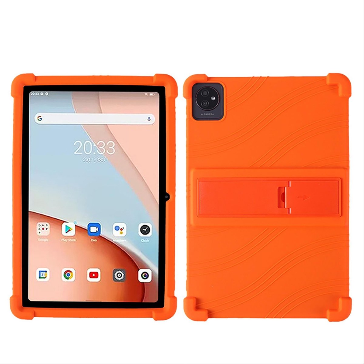 Dailygoods - Beschermhoes - Zachte siliconen hoes - Sterke bescherming - Oranje - Met standaard - Geschikt voor Blackview Tab 70 WiFi - TPU hoes
