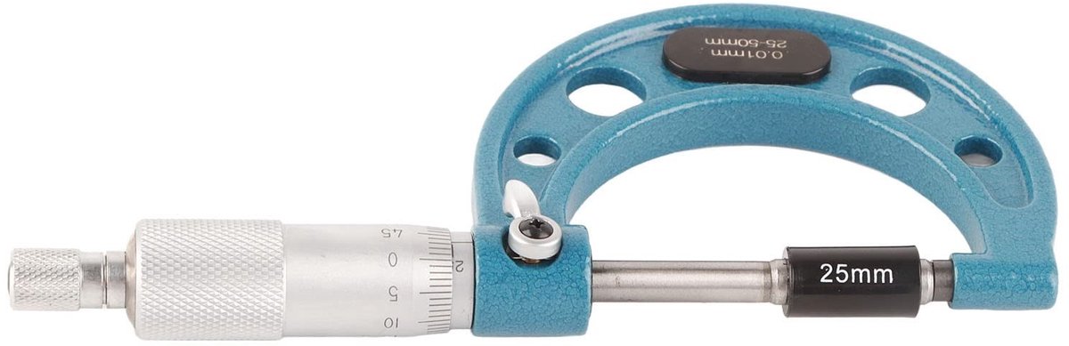 Dailygoods- Buitenmicrometer hoge nauwkeurigheid - Roestvrij staal - Meetgereedschap - Draagbaar ontwerp - Meetbereik 25-50 mm - 0,01 mm precisie - Micrometer