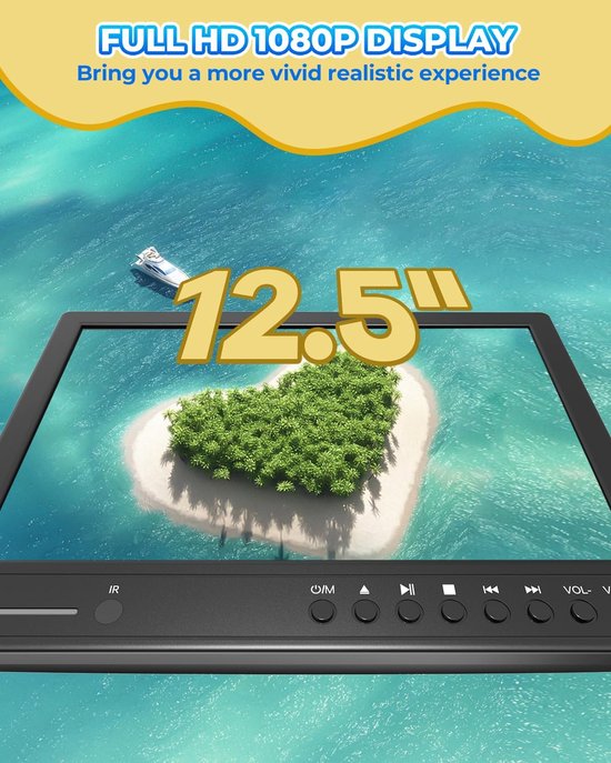 Auto DVD Speler - Hoofdsteun Video - Reizen Entertainment - HDMI Ingang - 125 inch Scherm - Zwart — afbeelding 5