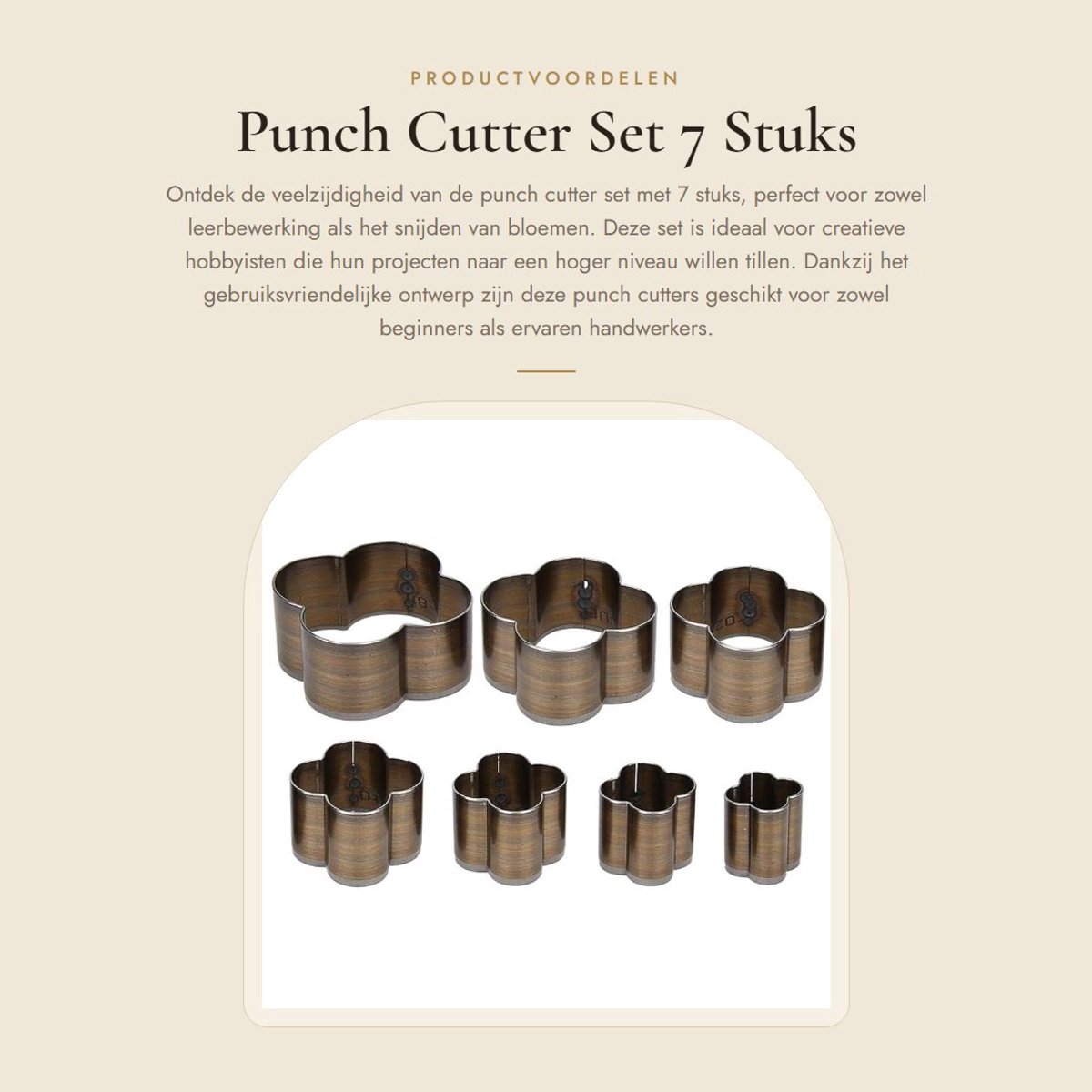 Dailygoods- Punch Cutter Set - 7 Stuks - Holle Snijders voor Leer - Handwerk en Bloemen - Professionele Kwaliteit - Klantenservice - Snijvormpjes