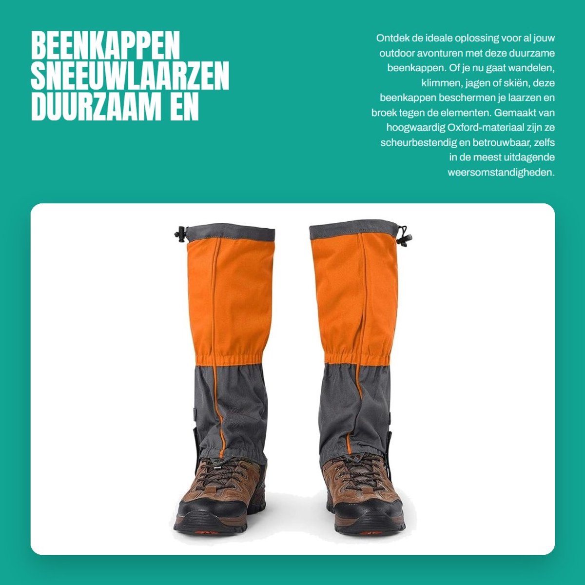 Dailygoods- Beenkappen Duurzaam - Waterdicht - Verstelbaar Trekkoord - Scheurbestendig - Geschikt voor Wandelen/Klimmen/Jagen/Skiën - Hoogwaardig Oxford-Materiaal - Sneeuwbescherming