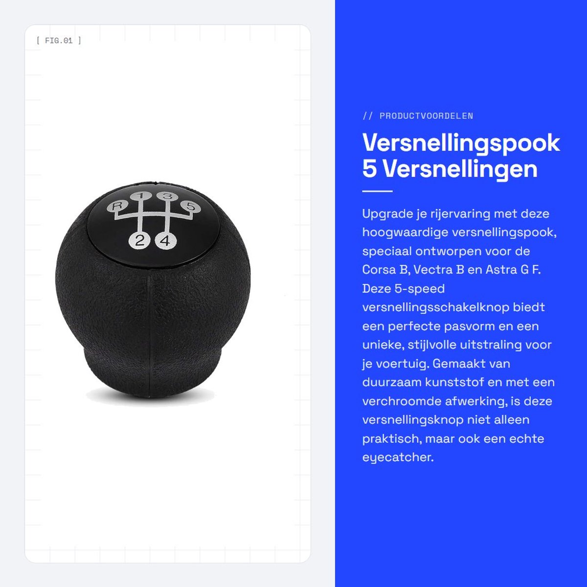 Dailygoods- Versnellingspook Hoes 5 Versnellingen - Pookknop - Universeel - Compatibel met Corsa B/C, Vectra B, Astra G/F - Hoogwaardig Kunststof - Duurzaam en Comfortabel - Versnellingsknop