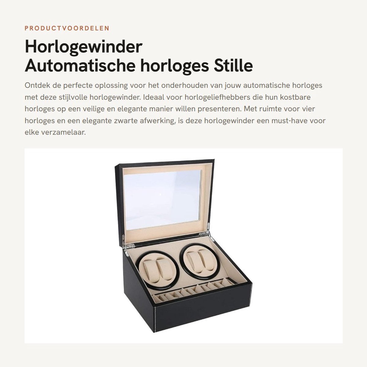 Dailygoods - Horlogewinder - Automatische horloges - Stille motor - Zwart - Horlogehouder - 4 horloges - Geschikt voor luxe horloges