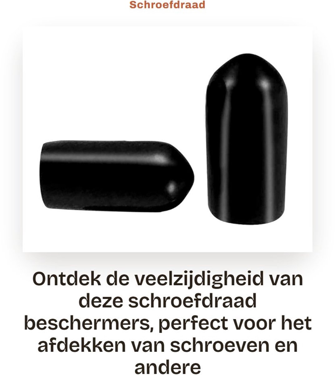 Dailygoods- Schroefdraad Beschermers 50 Stuks - PVC Rubber - Zwart - Flexibel - Bescherming tegen Schokken - Ronde Buis/Meubelpoten - Draadkap