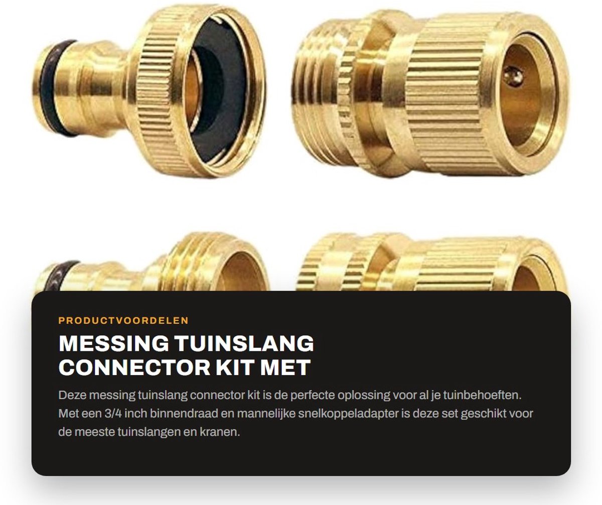 Dailygoods - Messing Tuinslang Connector Kit met Snelkoppeladapter (4-delig)