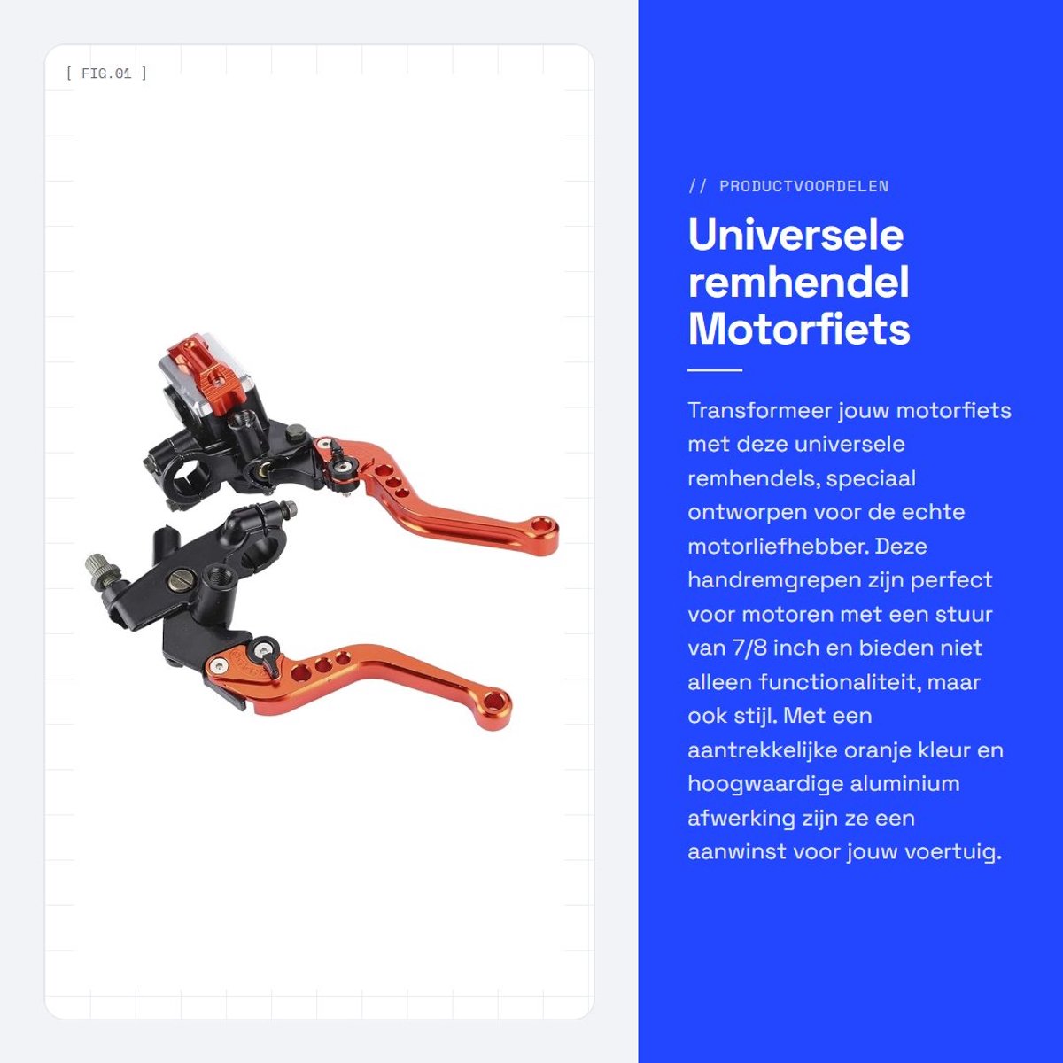 Dailygoods- Remhendel Universeel - 7/8 Inch - Aluminium - Motorfiets/ATV - Koppeling - Hoogwaardig Materiaal - Optioneel in Goud/Zilver/Rood/Blauw/Oranje - Handremgrepen