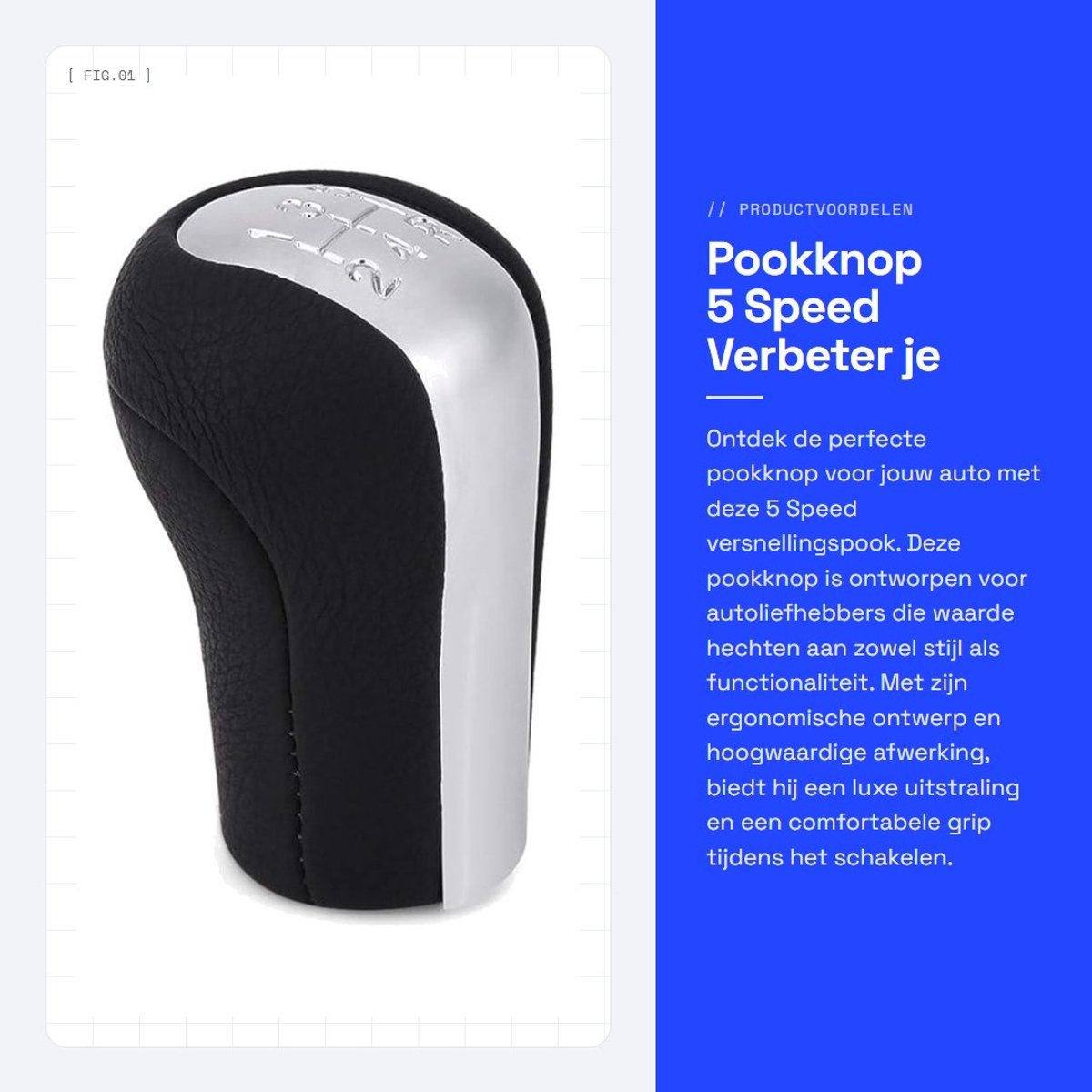 Dailygoods- Pookknop Universeel - Versnellingspook Hoes - Pookknop Cover - 5 Versnellingen - Auto Accessoire - Hoogwaardige Kwaliteit