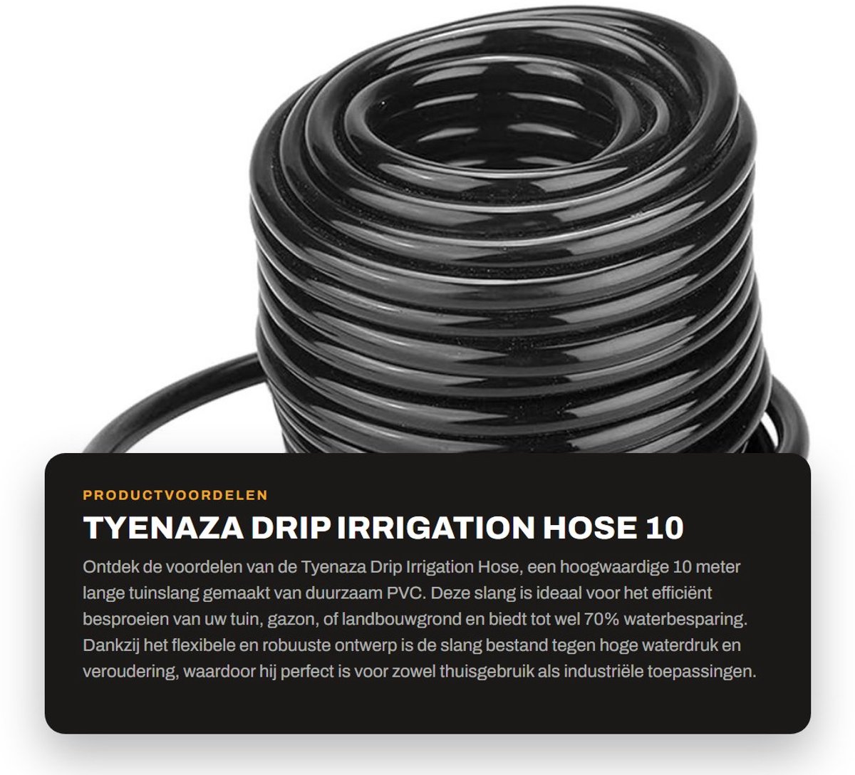 Dailygoods- Drip Irrigation Hose 10 m - PVC Irrigatie Slang - Duurzaam - Flexibel - Waterbesparend - Geschikt voor Tuin en Landbouw - Irrigatietube