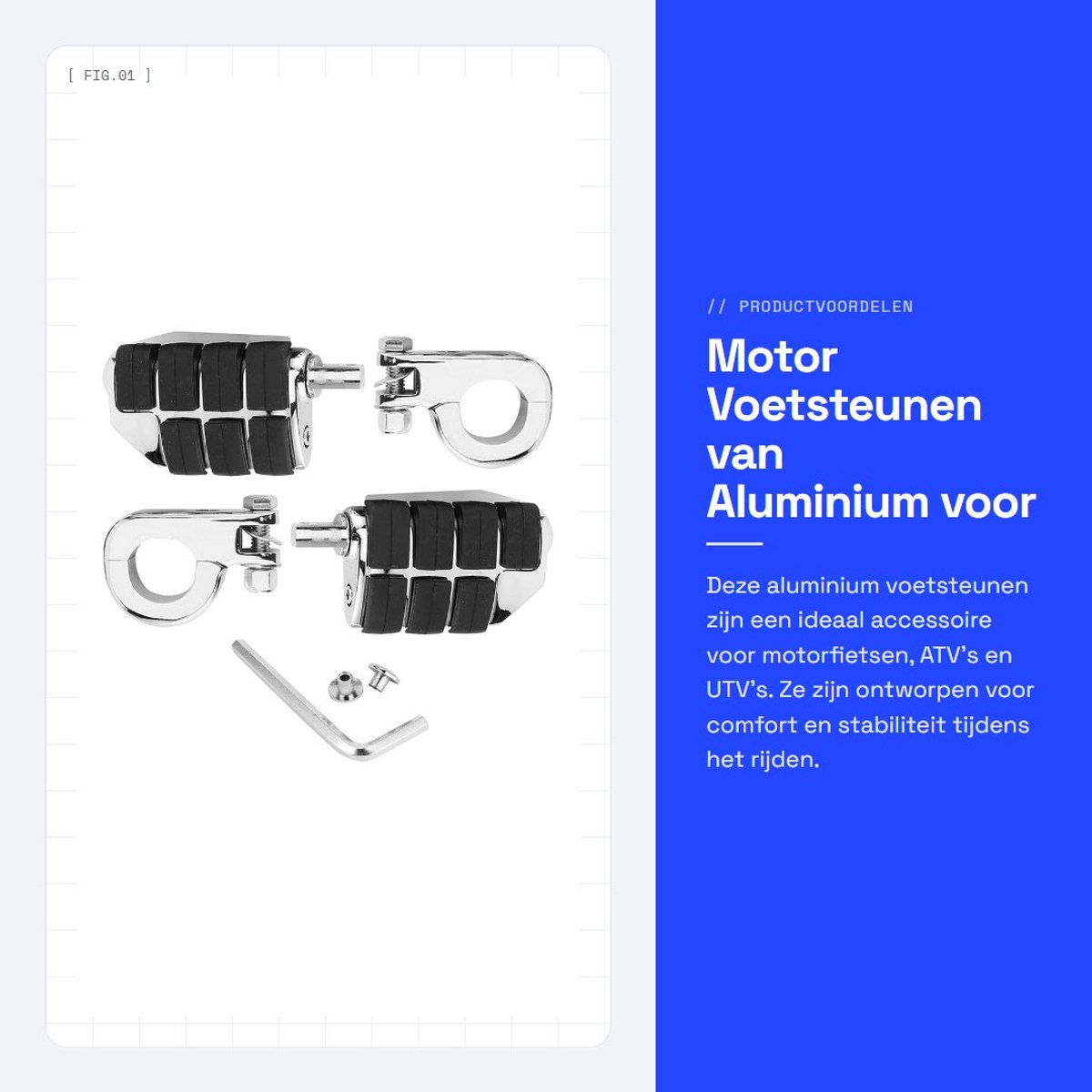 Dailygoods- Voetsteunen Zwart Aluminium - Voetsteunen Motorfiets - Voetsteunen ATV/UTV - Voetsteunen Schokbestendig - Voetsteunen Roestvrij Staal - Voetsteunen Met Montageaccessoires - Motorpedalen