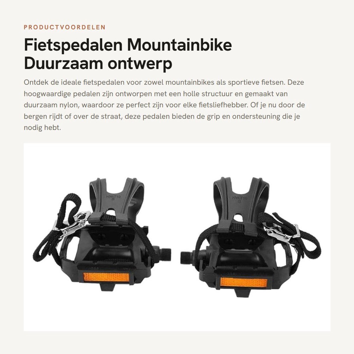 Dailygoods- Fietspedalen Hoogwaardig - Mountainbike/Racefiets - Teenclip/Riemen - Duurzaam Nylon - Schokbestendig - Eenvoudige Installatie - Fietsaccessoires