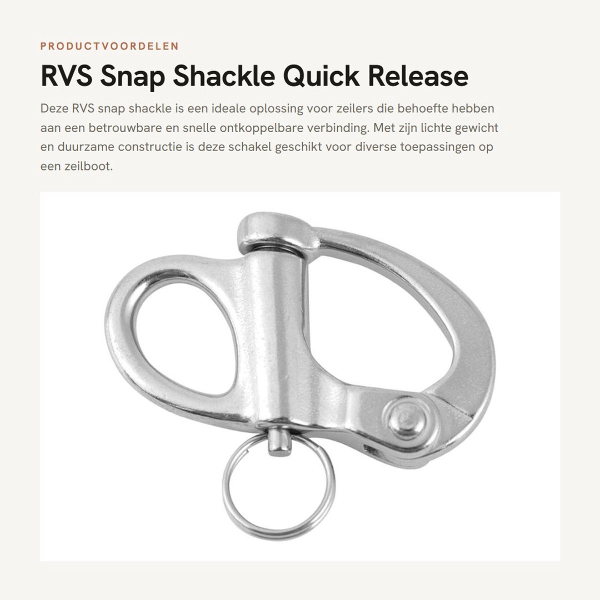 Dailygoods- Snap Shackle RVS - Oogsluiting - Snelsluiting - Zeilboot - Halyard - Schokbestendig - 12 x 52 mm - Beugelhaak
