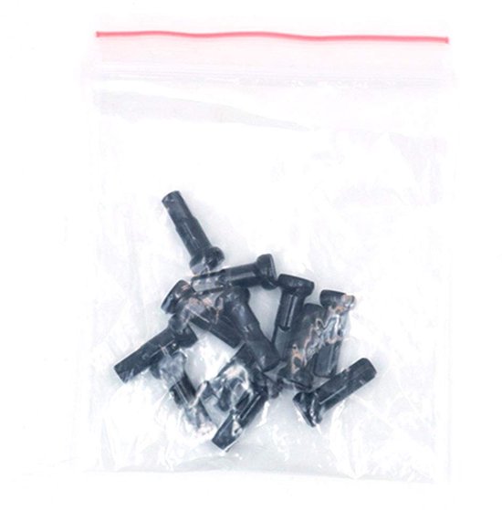 Fietsspeichen nippels van legering, 12 stuks, 14 g, Zwart — afbeelding 2