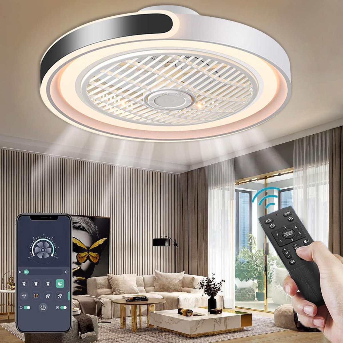 Plafondventilator met Verlichting - Plafonniere - Plafondarmatuur - licht gemak – foto 4