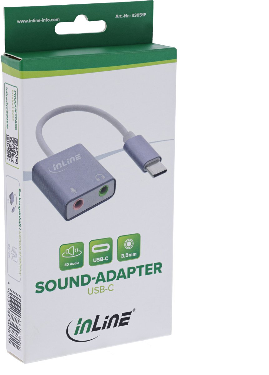 InLine® audio geluidsadapter, USB-C kabel