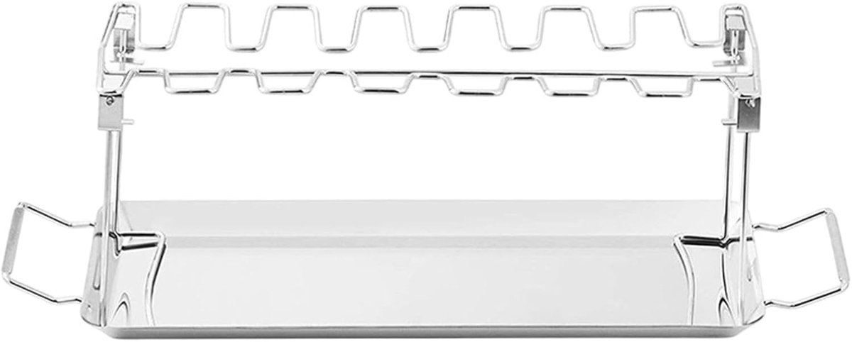 Kippengrillrek Drumstick Standaard Buiten Grillen 14 Sleuven 38 cm Zilverkleurig