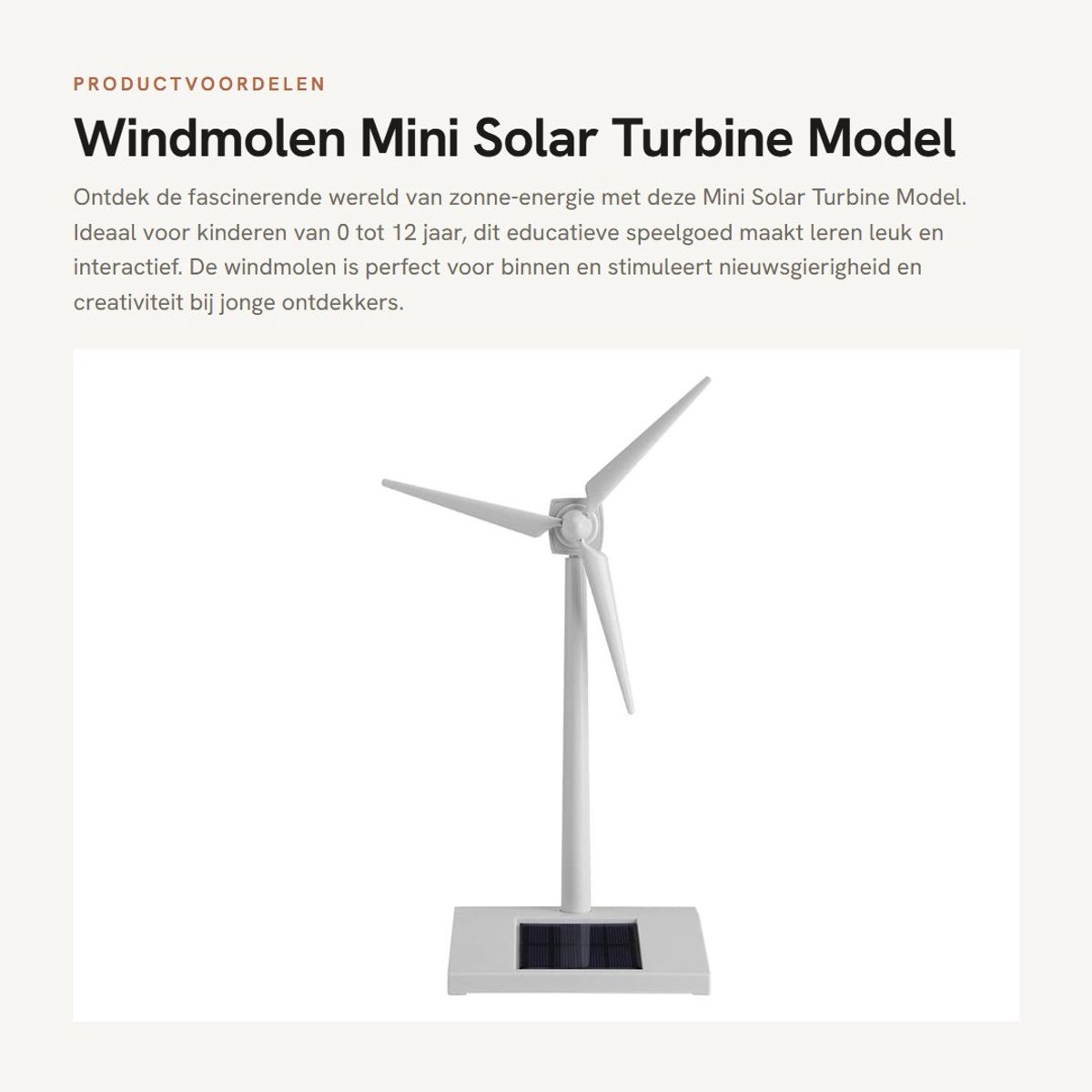 Dailygoods- Zonne-energie Speelgoed Educatief - Windmolen - Tafelmodel - Sensorisch Speelgoed - Binnen - ABS Materiaal - 14 x 9 x 26 cm