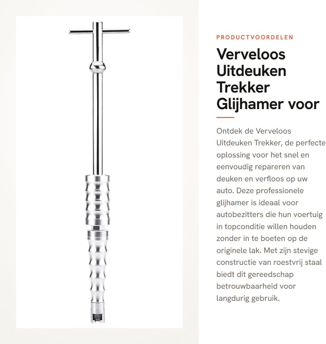 Dailygoods- Uitdeuken Trekker Professioneel - T-vormige Glijhamer - Roestvrij Staal - Schuiftrekker - Auto/Motorfiets Reparatie - Ergonomisch Ontwerp - Deukreparatie