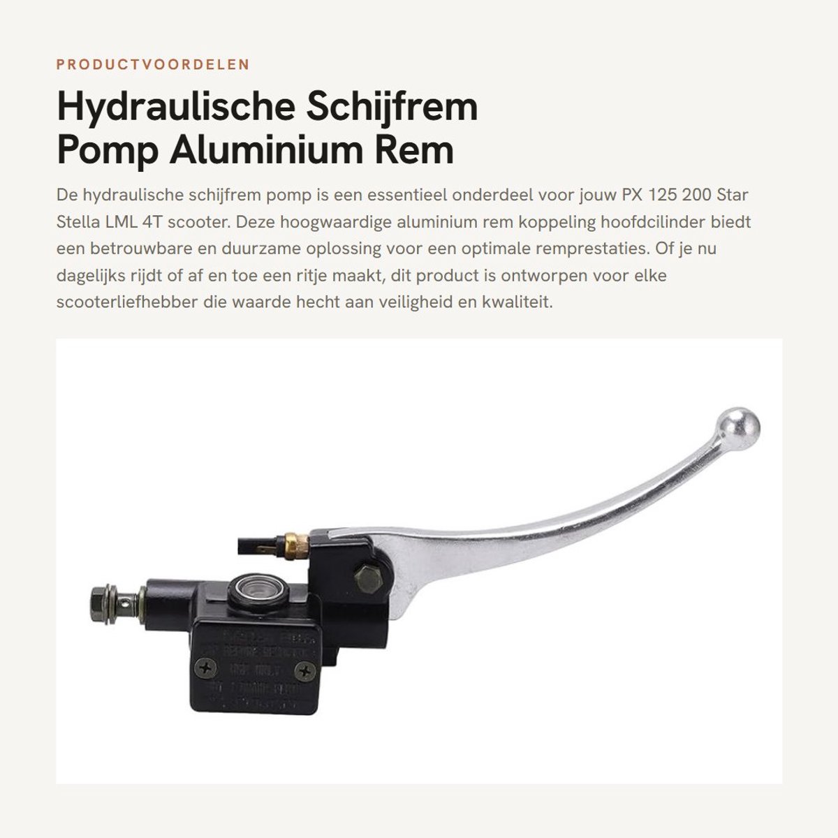Dailygoods- Schijfrem Pomp Aluminium - Hydraulische Rem Koppeling - Hoofdcilinder - Rechtsboven - Compatibel met PX 125/200 Scooter - Rempomp