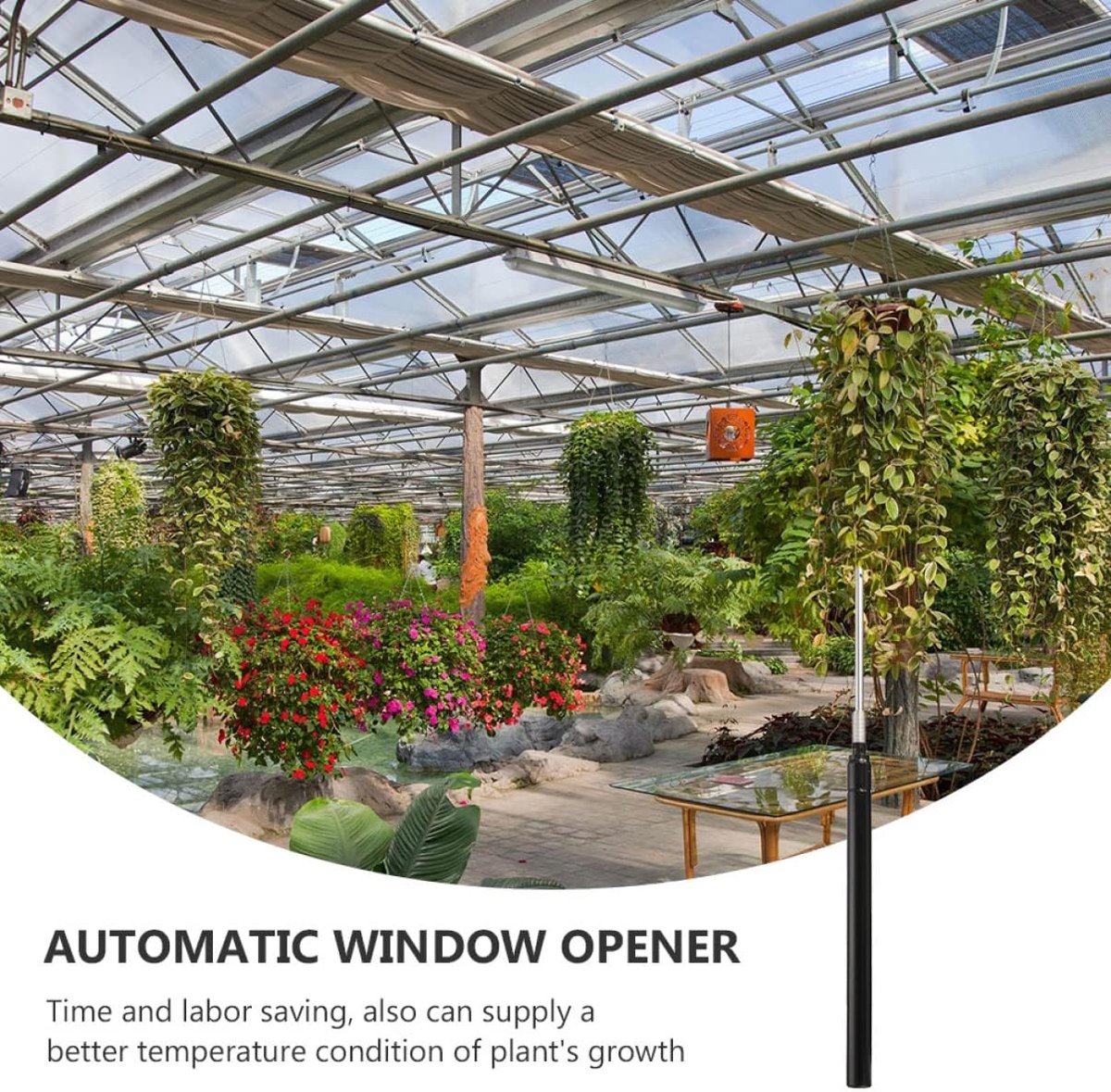 Automatische Raamopener - Ventilatie Pole - Kas Ventileren - Zonne-energie Aangedreven - 34 cm Lengte - Zwart
