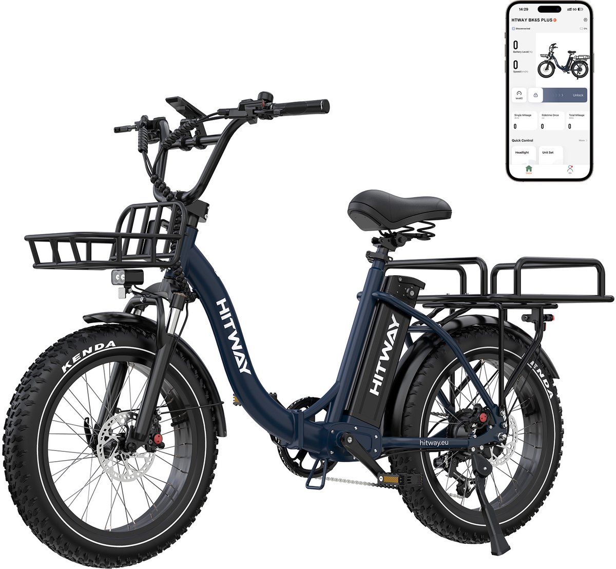 Hitway Elektrische Fiets BK6S Plus - 20*4.0 Inch Fat Tire City Commuter EBike met Afneembare 48V 27 Ah Lithium Batterij - Opvouwbaar Mountain E-Bike met 250W Motor - 7 Versnellingen - IP54 Waterdicht