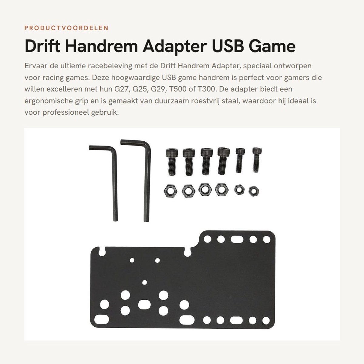 Dailygoods - Drift Handrem Adapter - USB Game Handrem - Professioneel gebruik - Zwart - Geschikt voor G27 G25 G29 T500 T300 - Voor Racing Games