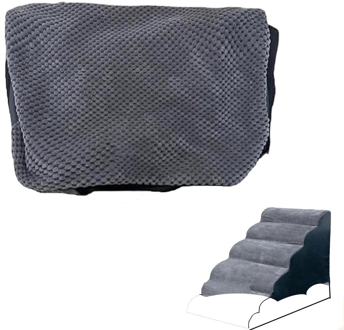 Solidchoice- Hondentrap Hoes - Vervangende Hoes - 5 Treden - Geschikt voor Kleine Honden - 62 cm Hoog - Schuimrubberen Treden - Hondentreden
