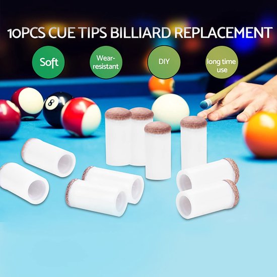 Dailygoody - Biljartkeu Vervangingsset - 10-Delig - Slijtvast en Duurzaam - 11mm - Pool Tip Opbergdoos - Perfect voor Snooker - Ideaal voor Biljarters van Merkloos — afbeelding 4