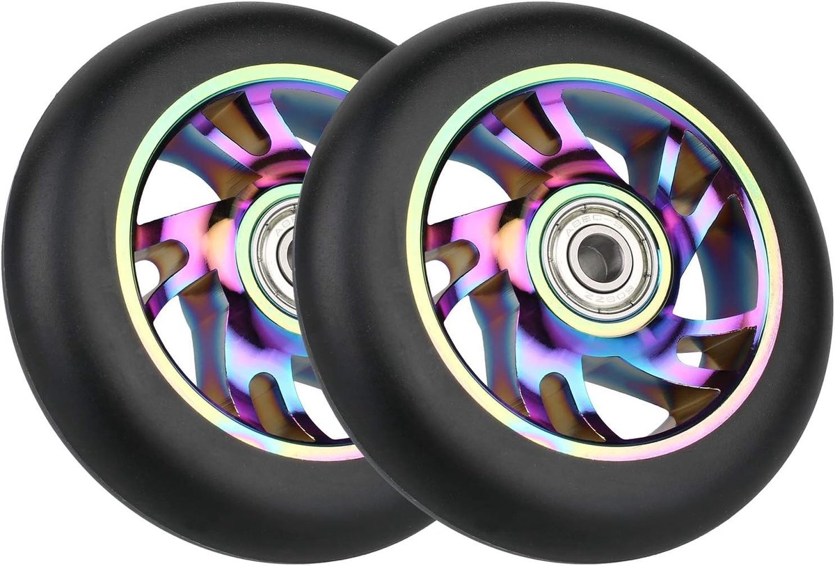 Dailygoods- Stuntstepwielen 100mm - Reservewielen - ABEC-9 lagers - Duurzaam pvc - Set van 2 - Geschikt voor stuntsteppen - Scooterwielen