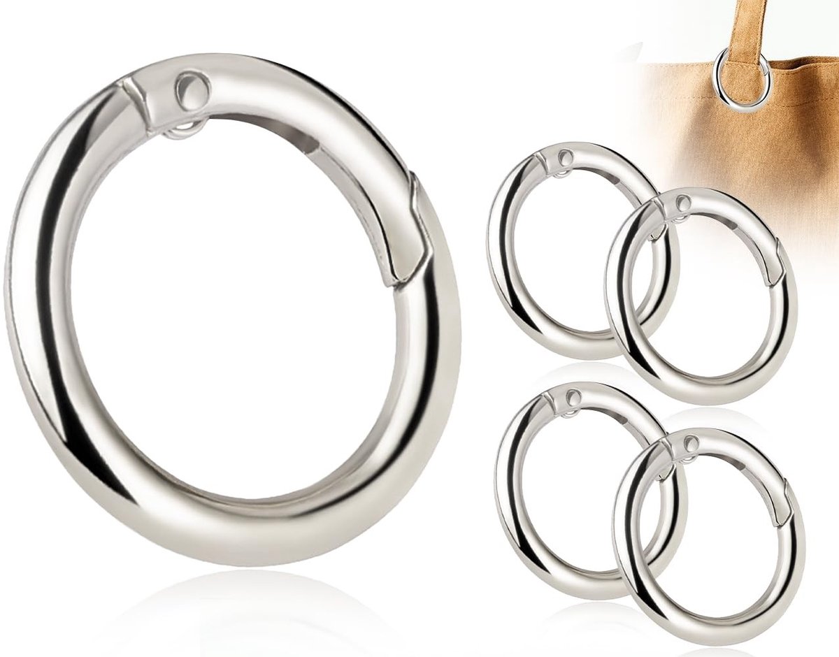 Dailygoods- Karabijnhaak Set van 4 - Ronde Karabijnhaken - Zinklegering Haken - Sleutelhanger Accessoires - Betrouwbare Keuze - Comfortabele Winkelervaring - Haak