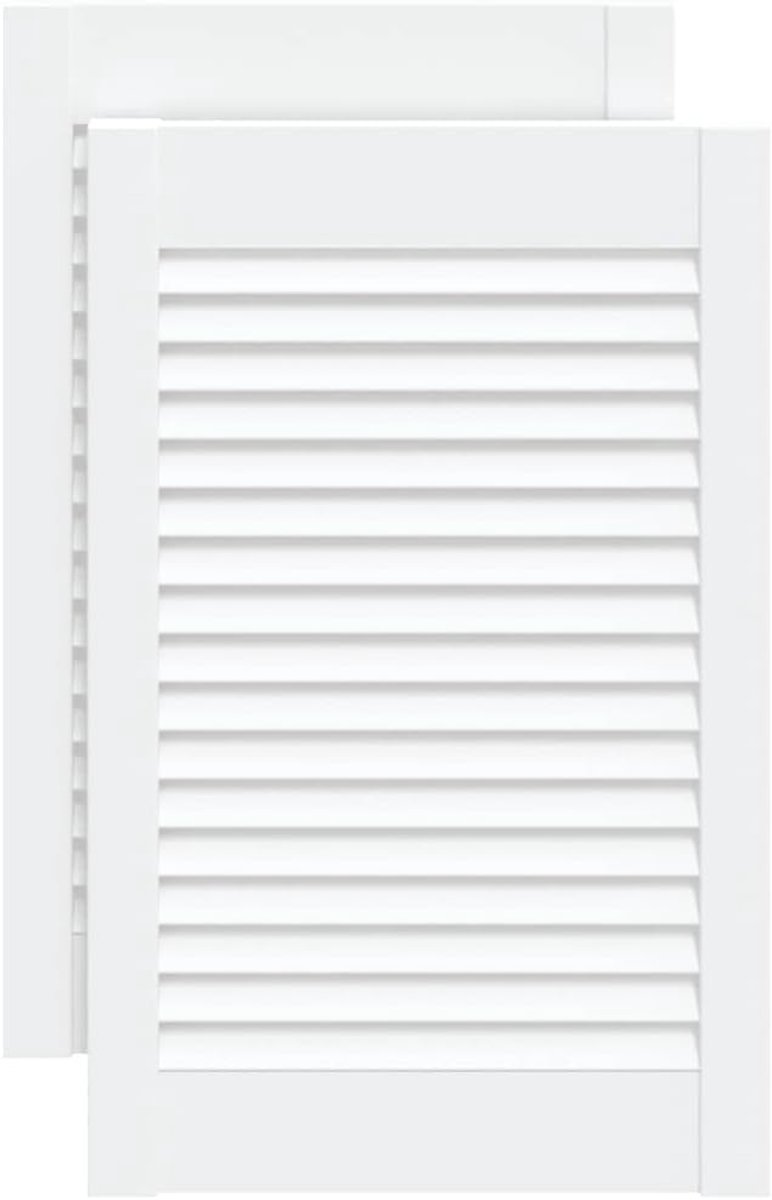 Louvredeuren set - Kastdeuren grenenhout - Luchtcirculatie verbeteren - Handgemaakt massief hout - 615x394 cm - Wit