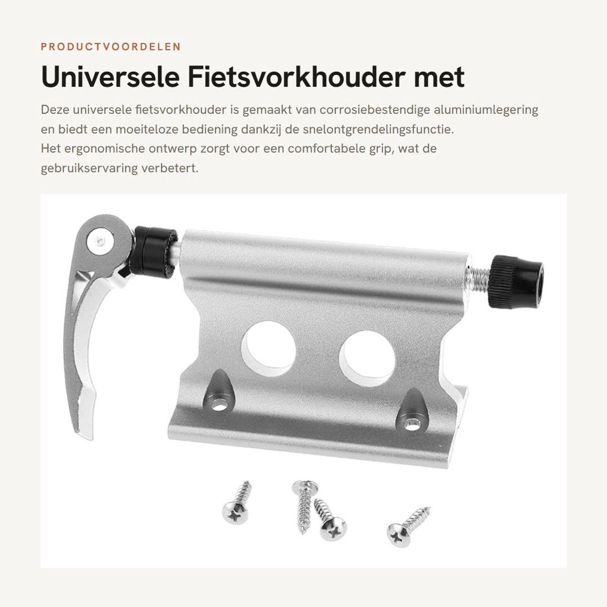 Dailygoods- Fietsvorkhouder Snelontgrendeling - Aluminiumlegering - Corrosiebestendig - Ergonomisch Ontwerp - Afmetingen 16 x 4 x 6 cm - Stabiele Grip - Fietshouder